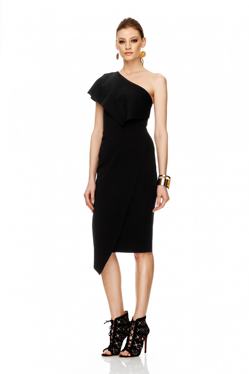 Black Layered One Shoulder Dress - Pnk Casual