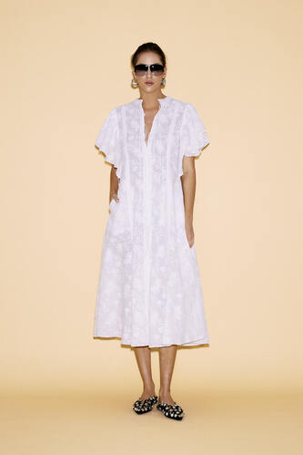 White Embroidery Cotton Midi Dress - SS24 - PNK Casual