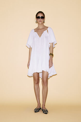 White Cotton Dress With Loose Cut - SS24 - PNK Casual
