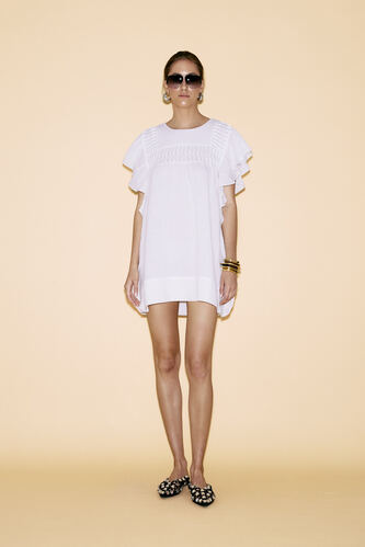 White Oversized Mini Dress With Ruffles - SS24 - PNK Casual