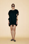 Black Oversized Mini Dress With Ruffles - SS24