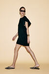 Black Oversized Mini Dress With Ruffles - SS24