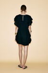 Black Oversized Mini Dress With Ruffles - SS24