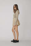 Balloon Beige Linen Mini Skirt