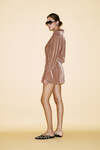 Beige Velvet Mini Dress With Front Detail