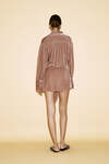 Beige Velvet Mini Dress With Front Detail