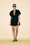 Balloon Black Cotton Mini Dress