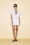 Balloon White Cotton Mini Dress