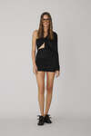 Wrap-Effect Black Mini Dress