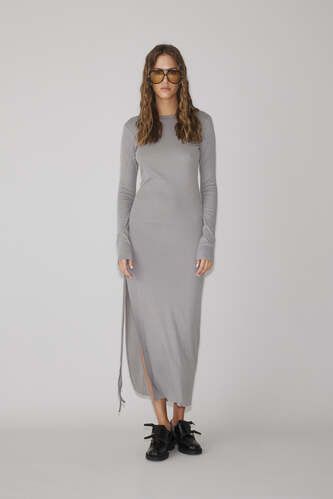 Grey Dress With Side Detail - PNK Casual