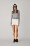 Beige Raw-Cut mini Skirt