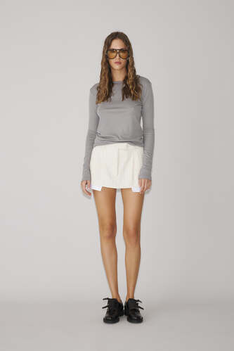 Beige Raw-Cut mini Skirt - PNK Casual