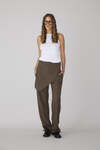 Checkered Brown Pants With Front Detail