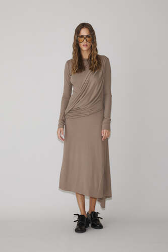 Light Kaki Midi Dress - PNK Casual