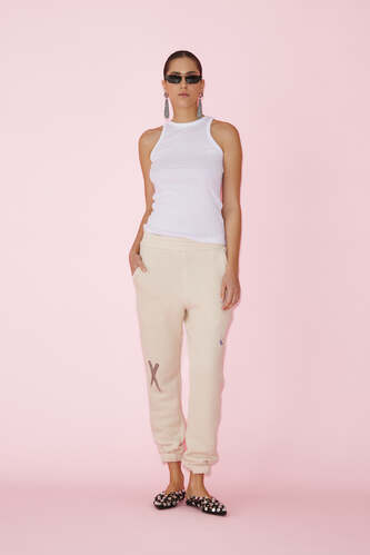 Beige Handmade Painted Pants - PRESPRING25 - PNK Casual