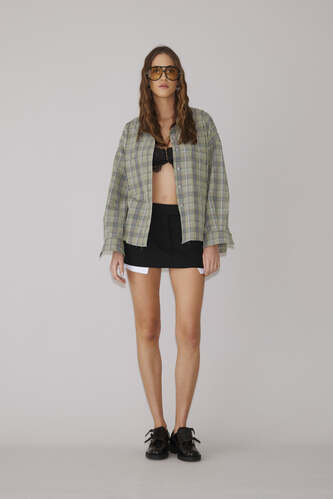 Green Checkered Oversized Shirt - PNK Casual