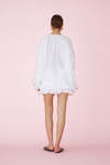 White Cotton Oversized Shirt With Ruffled Detail - PRESPRING25