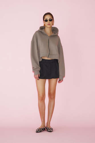 Cotton Grey Cutout Hoodie - PRESPRING25 - PNK Casual