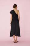 One Shoulder Black Viscose Midi Dress - PRESPRING25